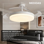 3nod - Ventilador De Techo Con Luz Led Concept Ova Motor Dc 6 Velocidades Control Remoto.