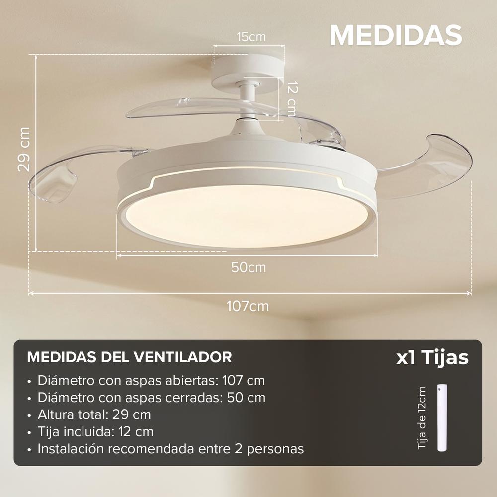 3nod - Ventilador De Techo Concept Ray Luz Led Regulable Motor Dc 6 Velocidades