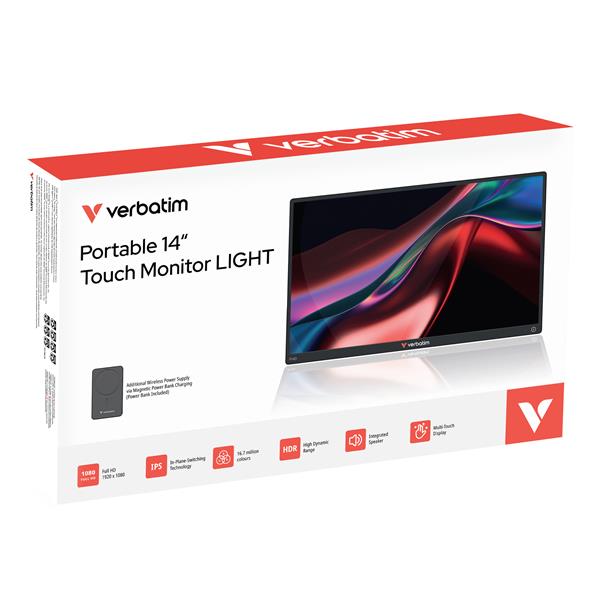 Monitor Portatil Verbatim 32088 14 Pulgadas Fhd 120hz + Bateria 500mah