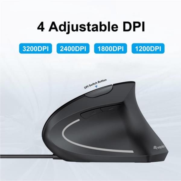 Mouse Vertical Equip Ergonomico Usb 6 Botones 3200dpi Color Negro
