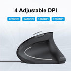 Mouse Vertical Equip Ergonomico Usb 6 Botones 3200dpi Color Negro