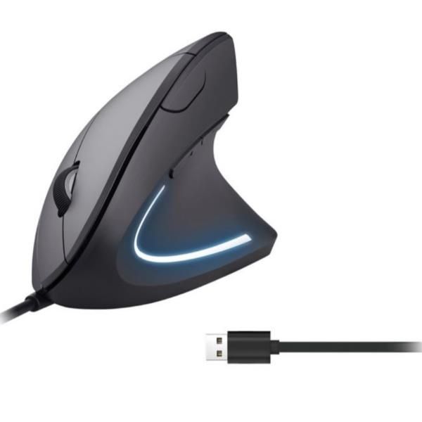 Mouse Vertical Equip Ergonomico Usb 6 Botones 3200dpi Color Negro