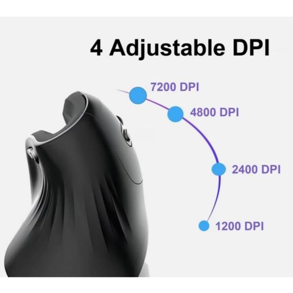 Mouse Vertical Equip Ergonomico Usb-c & Usb-a 6 Botones 7200dpi Color Negro