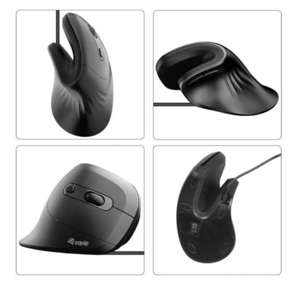 Mouse Vertical Equip Ergonomico Usb-c & Usb-a 6 Botones 7200dpi Color Negro