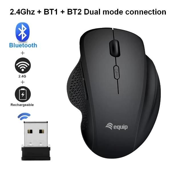 Mouse Equip Wireless 245121 1600dpi 6 Botones 2.4ghz Bt Dual Mode