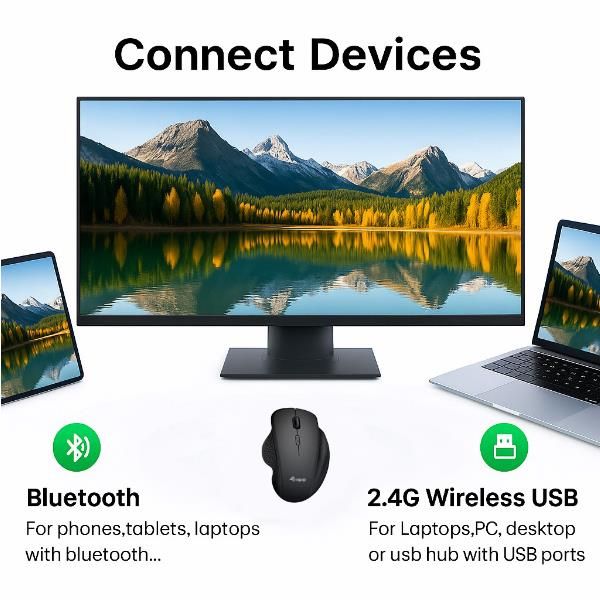 Mouse Equip Wireless 245121 1600dpi 6 Botones 2.4ghz Bt Dual Mode