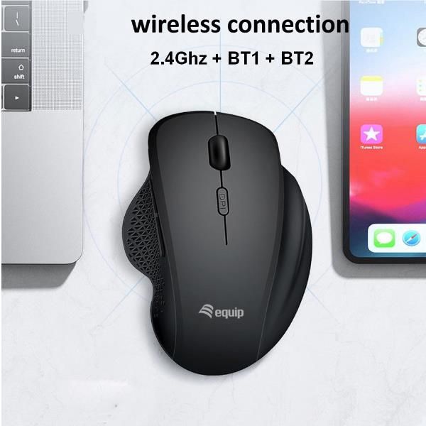 Mouse Equip Wireless 245121 1600dpi 6 Botones 2.4ghz Bt Dual Mode