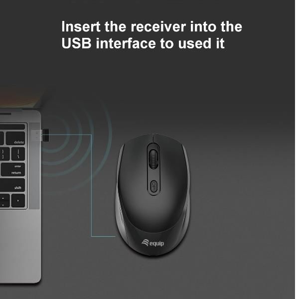 Mouse Equip Wireless 245122 1600dpi 4 Botones Color Negro