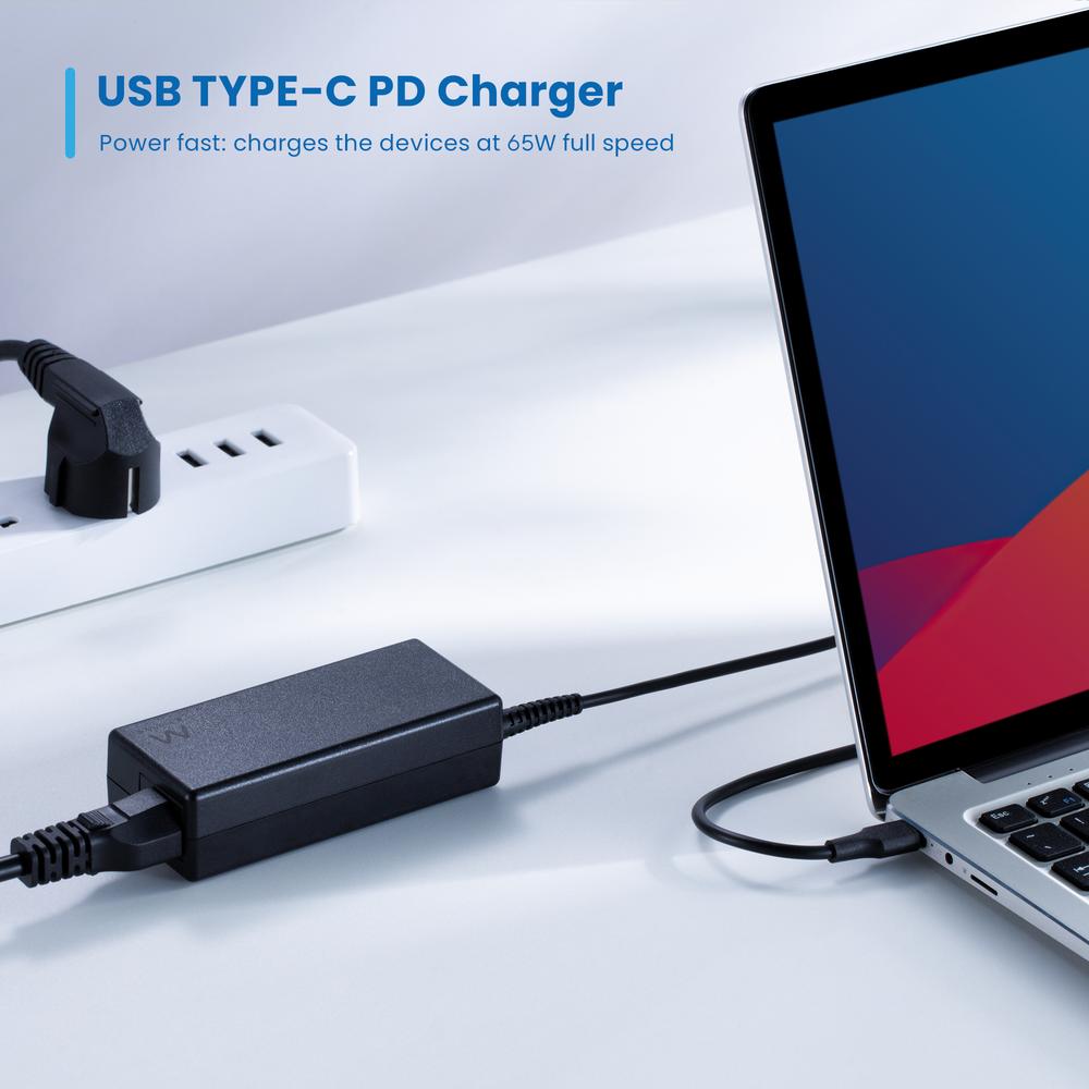 Cargador Usb Ewent Para Portatil - Usb Tipo C - 65w - Negro