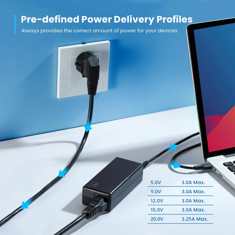 Cargador Usb Ewent Para Portatil - Usb Tipo C - 65w - Negro