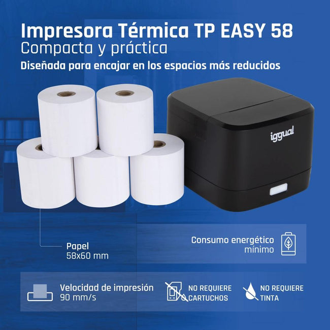 iggual Impresora térmica tickets TP EASY 58 USB+RJ Main Image