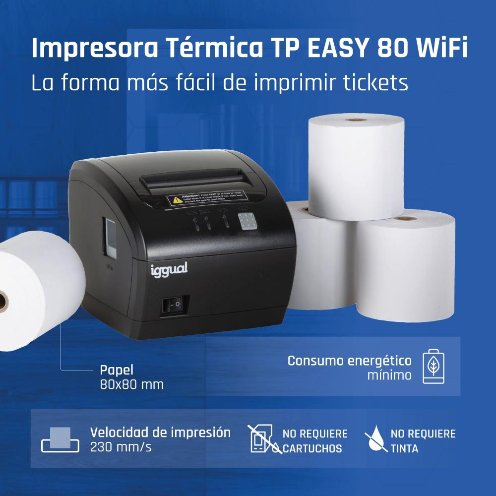 iggual Impresora térmica TP EASY 80 USB+RJ11 WiFi