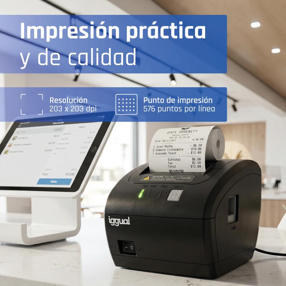 iggual Impresora térmica TP EASY 80 USB+RJ11 WiFi