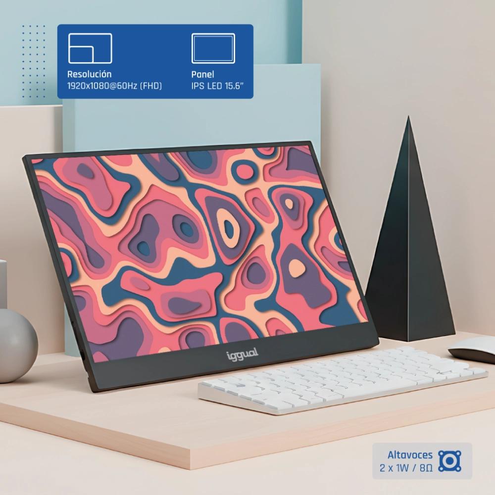 iggual Monitor portátil 15,6" IPS FHD USB-C funda