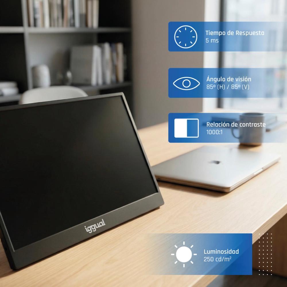 iggual Monitor portátil 15,6" IPS FHD USB-C funda