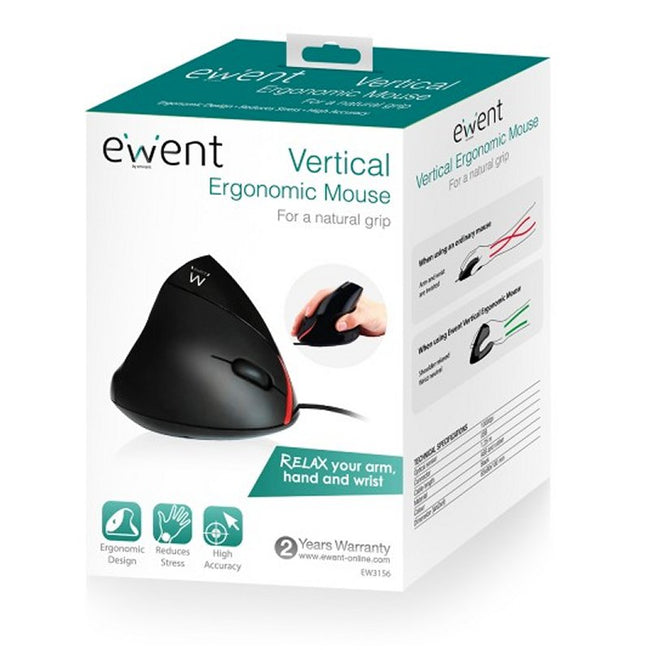 EWENT EW3156 Raton Ergonómico USB Negro Main Image