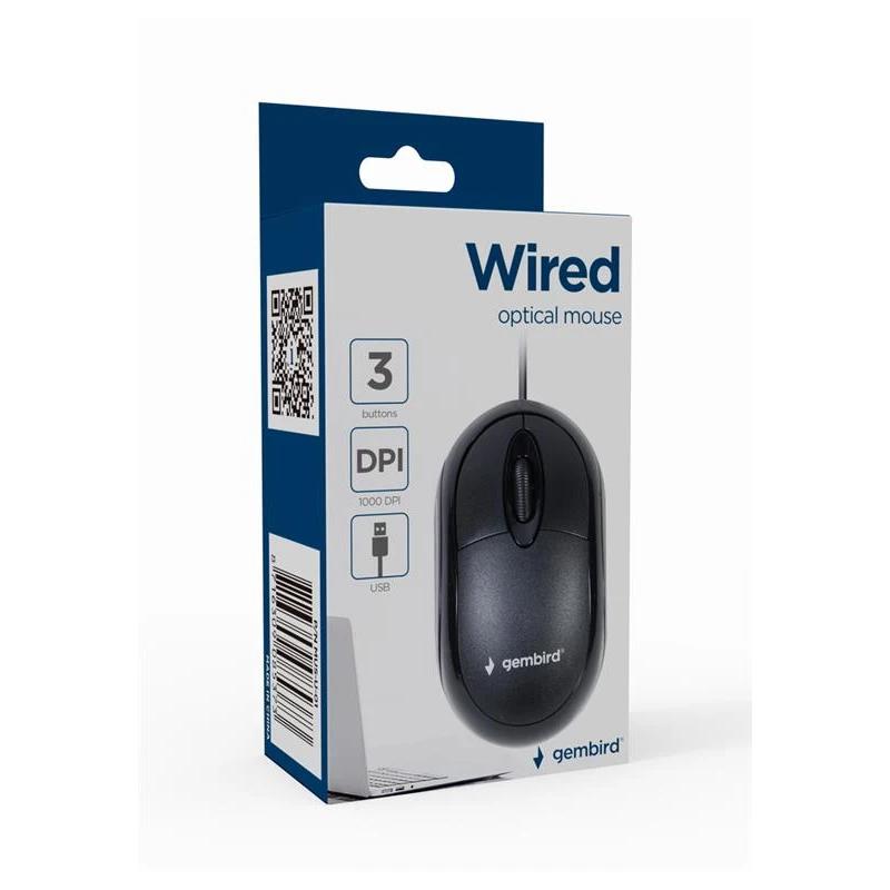 GEMBIRD Ratón óptico USB 3 botones cable Negro