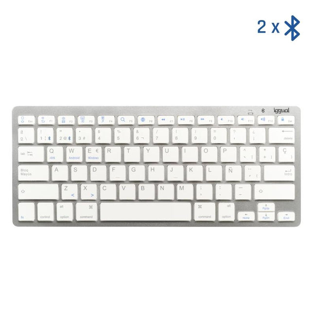 iggual Teclado Bluetooth Slim TKL-BT plata 2 canal Hover Image