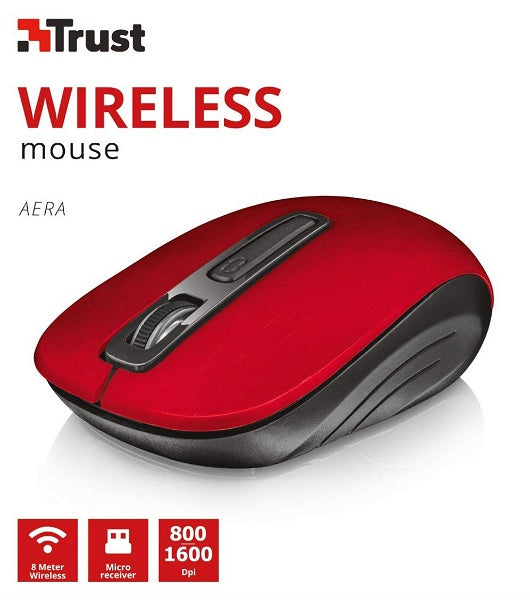 Ratón Trust Wireless Mouse Aera - Red (sensor Optico De 800 - 1.600 Ppp Reales) Hover Image