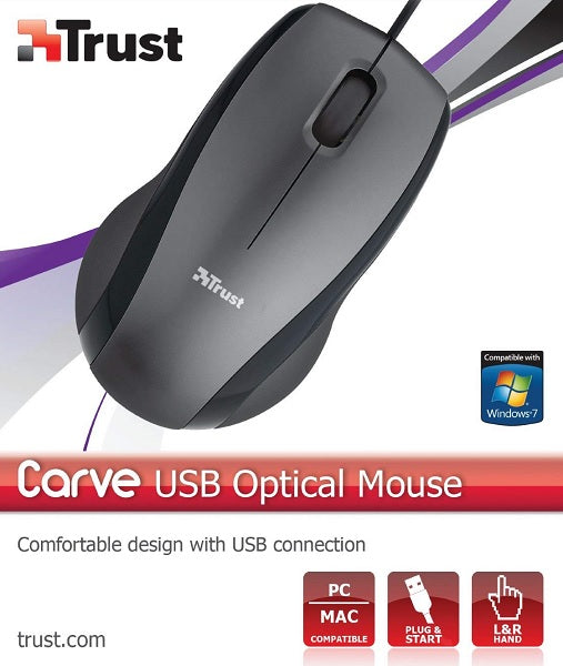 Ratón Trust Optical Mouse Carve - Black (sensor Optico De 1.000 Ppp Reales) Hover Image