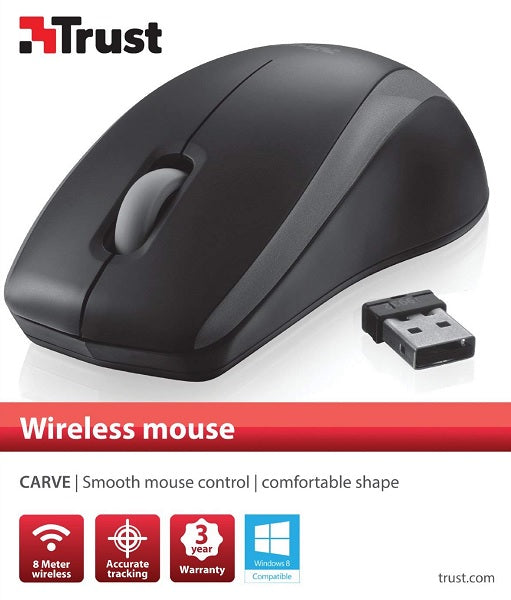 Ratón Trust Wireless Mouse Carve - Black (sensor Optico De 800 Ppp Reales) Hover Image
