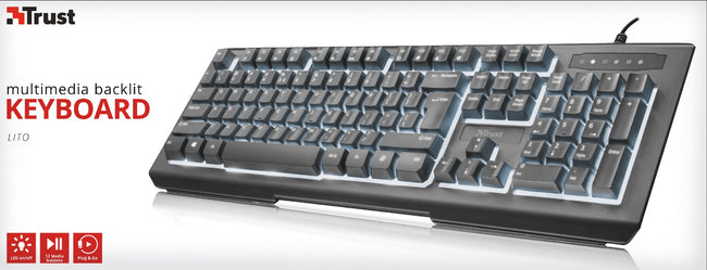 Teclado Trust Multimedia Backlit Keyboard Lito Hover Image