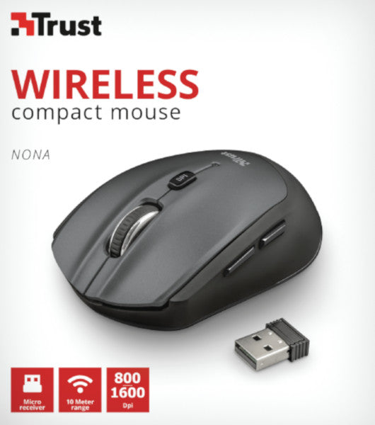 Ratón Trust Nona Wireless Compact Mouse Black (sensor Optico De 800 - 1.600 Ppp Reales) Hover Image