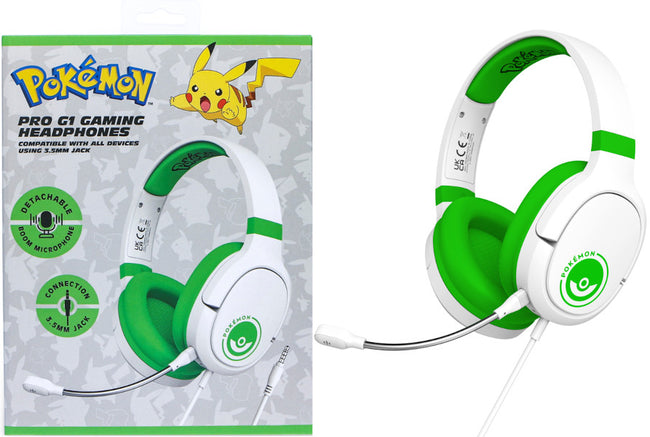 Auriculares Otl Pro G1 Gaming Headphones Pokemon Pokeball White / Green (blanco/verde)(switch/tablet/movil/pc) Hover Image