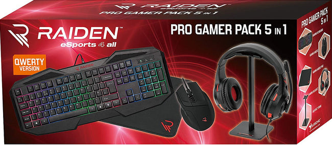 Gaming Pack Raiden Pro Gamer Pack 5 In 1 (teclado/raton/alfombrilla/headset/soporte Headset) Hover Image