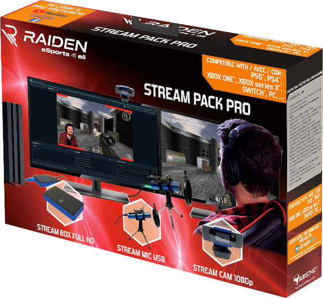 Gaming Pack Raiden Gaming Stream Pack Pro(box Full/microfono/camara) Ps5/ps4/ps3/xboxone/xbox X/switch/pc) Hover Image