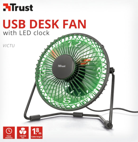 Ventilador Trust Victu Usb Desk Fan With Led Clock Hover Image