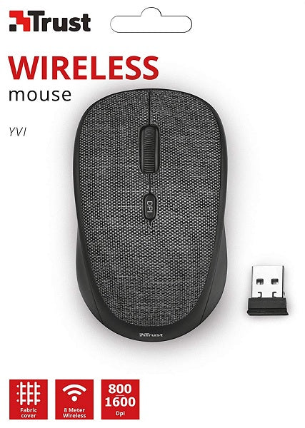 Ratón Trust Wireless Mouse Yvi - Black Tejido (negro) (sensor Optico De 800 - 1.600 Ppp Reales) Hover Image