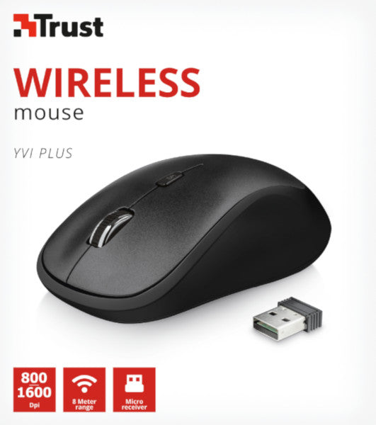 Ratón Trust Wireless Mouse Yvi Plus Black (negro) (sensor Optico De 800 - 1.600 Ppp Reales) Hover Image