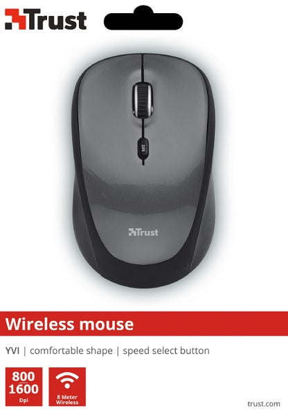Ratón Trust Wireless Mouse Yvi - Black (sensor Optico De 800 - 1.600 Ppp Reales) Hover Image