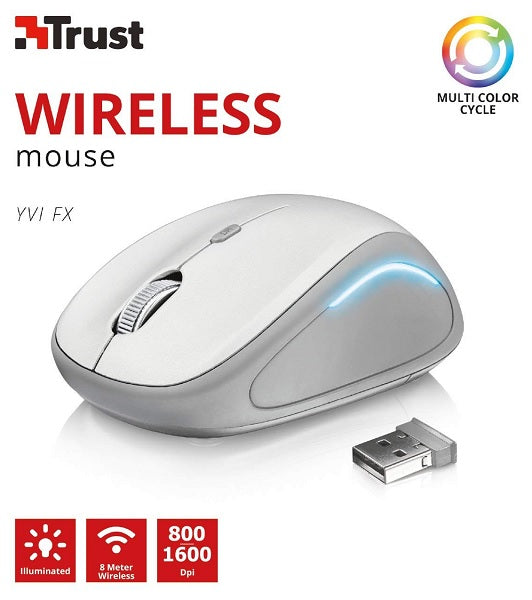 Ratón Trust Wireless Mouse Yvi Fx - White (sensor Optico De 800 - 1.600 Ppp Reales) Hover Image