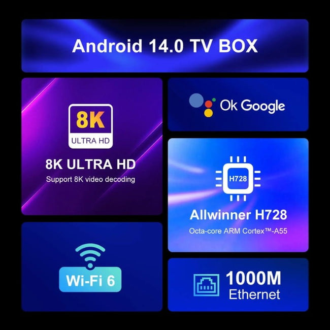 H96 Max H728 4GB/32GB Android 14 - Android TV Main Image