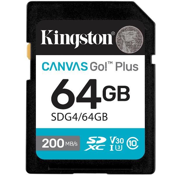 Kingston Canvas Go! Plus 64gb Negro/ Tarjeta De Memoria Sd / Categoría 10 Sdg4 - Uhs-i