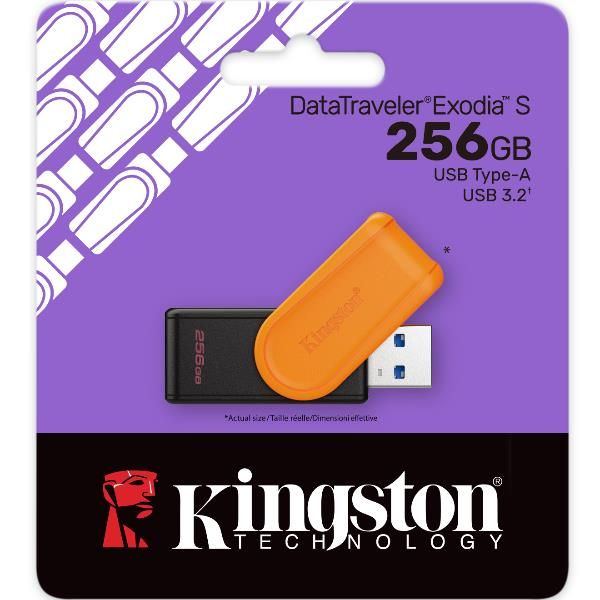 Pendrive KINGSTON DataTraveler Exodia S - 256GB  USB 3.1  Naranja