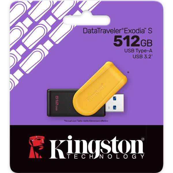 Pendrive KINGSTON DataTraveler Exodia S - 512GB  USB 3.2  Amarillo