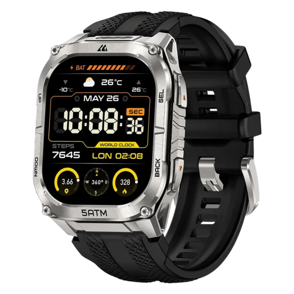 Kospet Tank M4C Plata con correa negra Pantalla AMOLED 1,96 Pulgadas Walkie Talkie - Reloj Inteligente