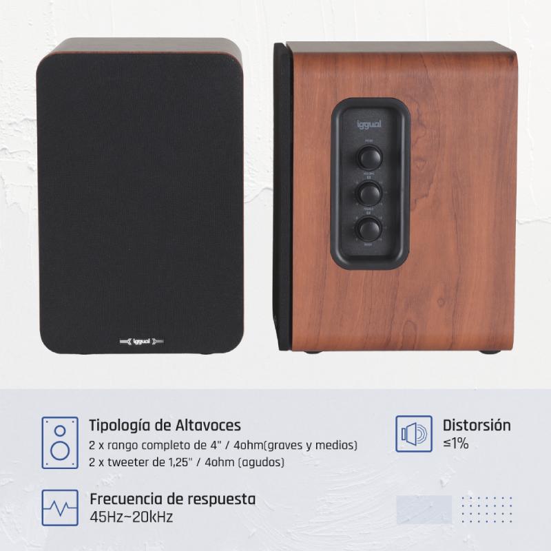 iggual Altavoces 2.0 50W Bluetooth 5.3 Home Studio