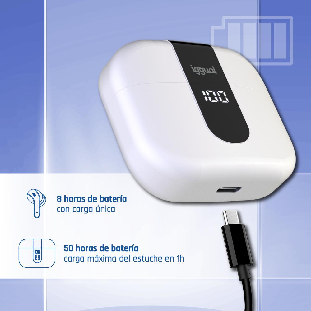 iggual Auriculares inalámbricos TWS Bluetooth blan