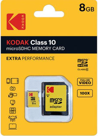 Kodak Class 10 Microsdhc 8gb + Adapter
