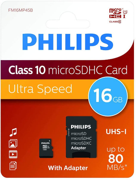 Philips Uhs-i Micro Sdxc Card 16gb + Adapter Hover Image