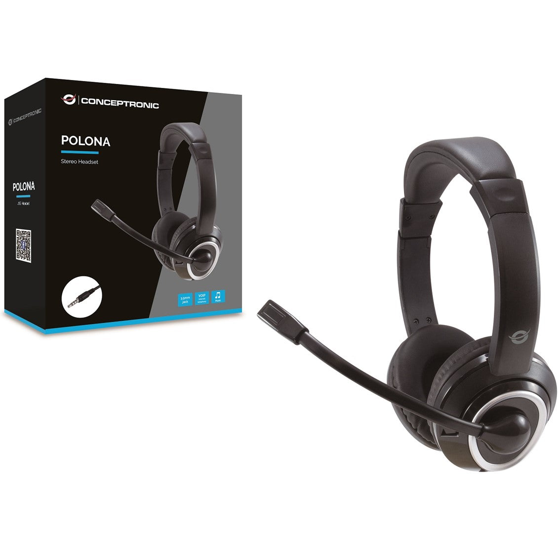 Auricular Conceptronic Polona02b - Jack 3.5mm - Microfono - Control Volumen