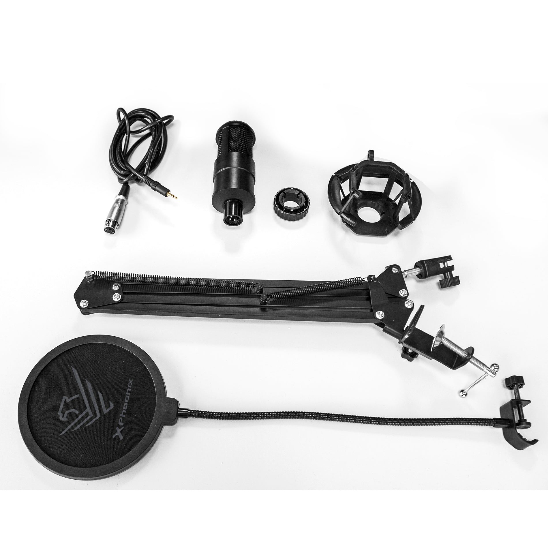 Kit Microfono Phoenix Streamcast Pro Gaming Conector Jack - Brazo Articulado - Filtro Antipop Y Montura Antivibración