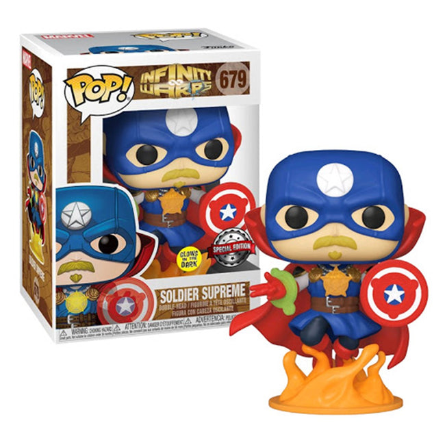 Funko Pop Marvel Infinity Warps Soldado Supremo Glow In The Dark Brillo En La Oscuridad Exclusivo 36820 Hover Image