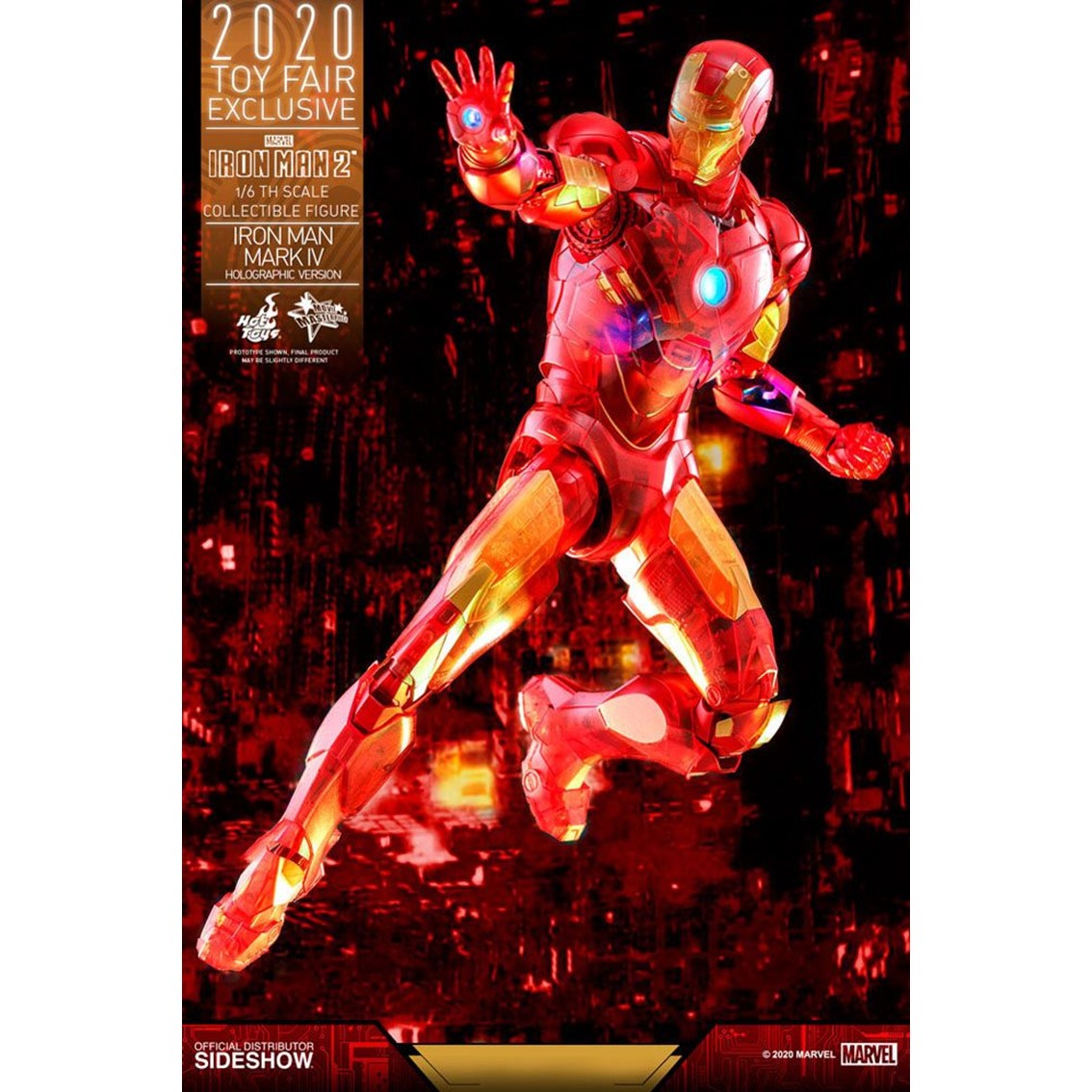 Figura Hot Toys Marvel Avengers Vengadores Iron Man 2 Mm 1 - 6 Iron Man Mark Iv Version Holografica 2020 Toy Fair Exclusivo 30 Cm