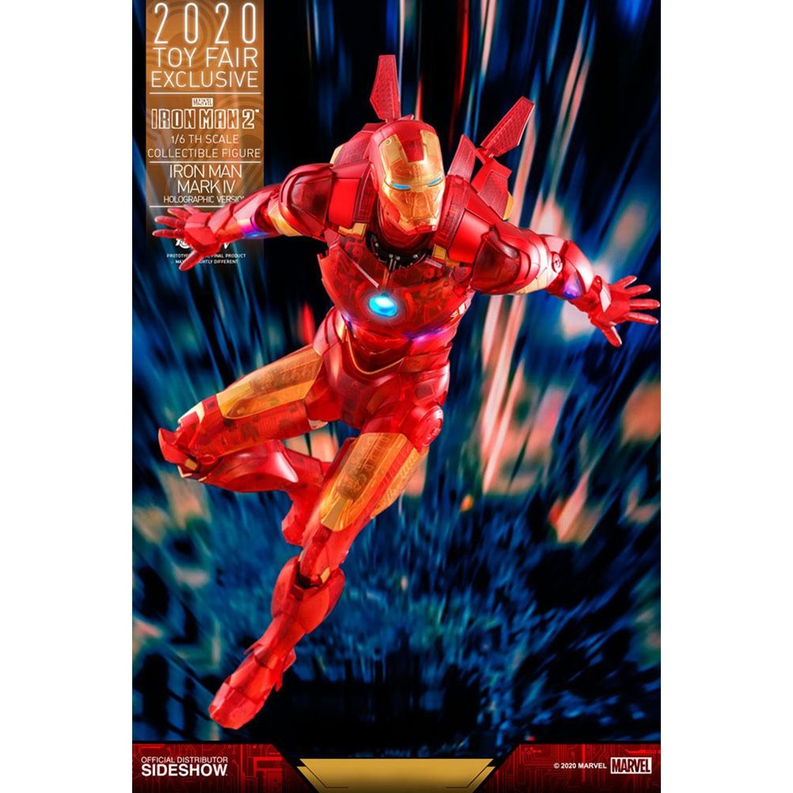 Figura Hot Toys Marvel Avengers Vengadores Iron Man 2 Mm 1 - 6 Iron Man Mark Iv Version Holografica 2020 Toy Fair Exclusivo 30 Cm