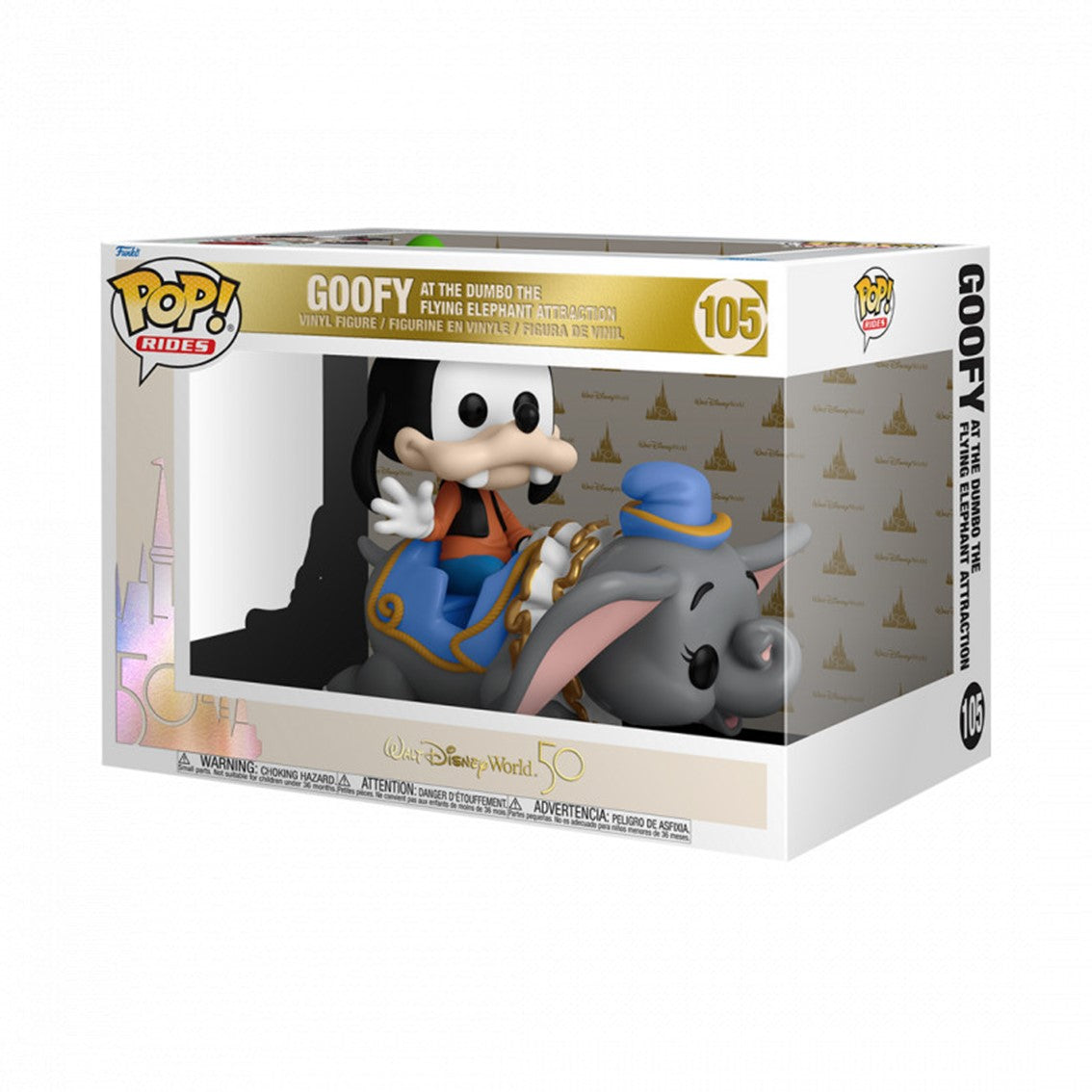 Funko Pop Ride Supdlx Disney World 50th Aniversario Goofy Volando Con Dumbo 50571